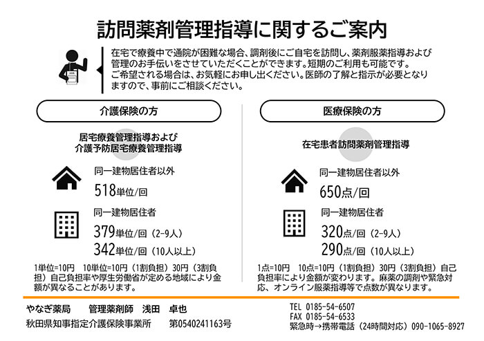 訪問薬剤管理指導に関するご案内